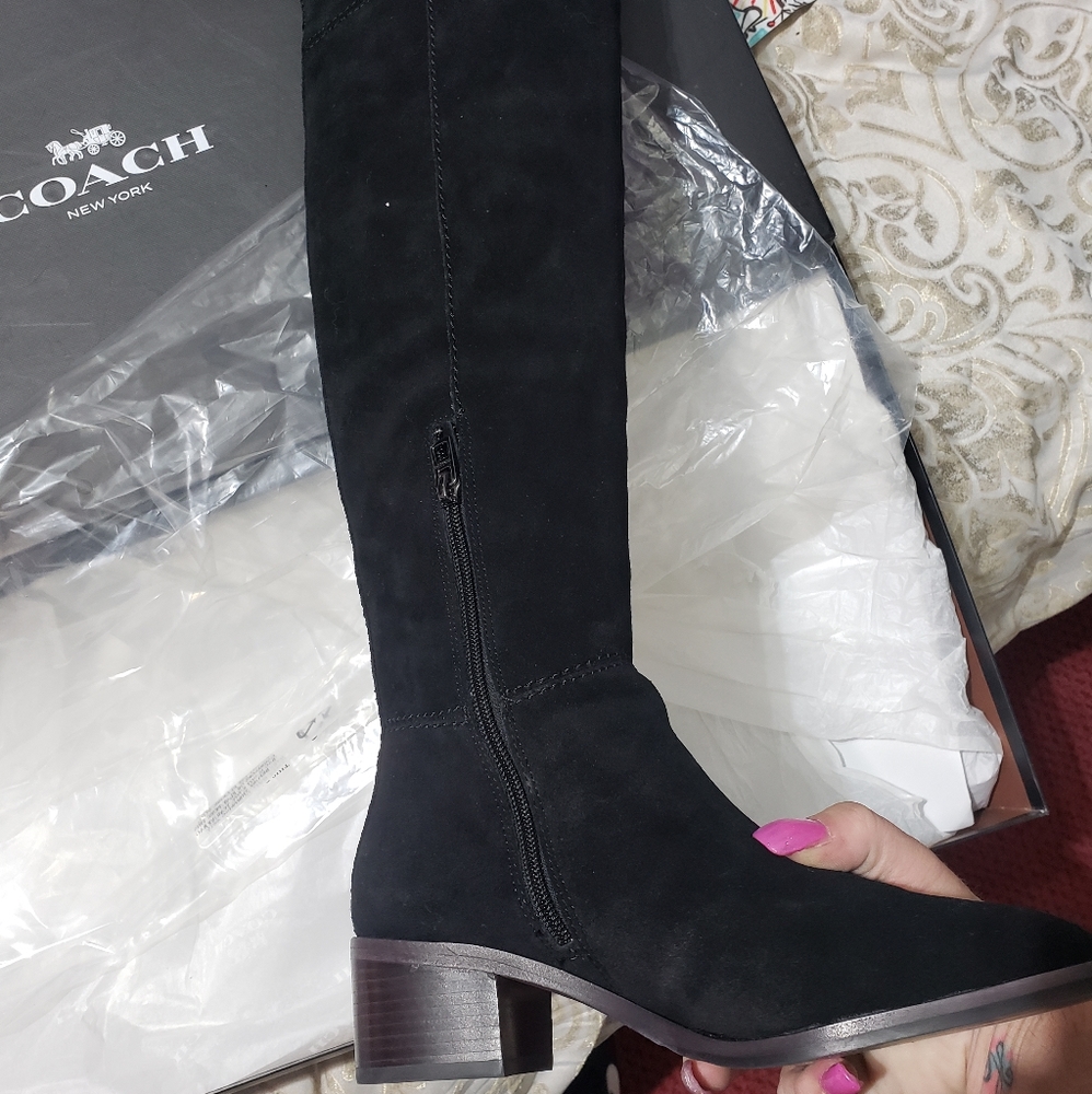 Coach lucia suede knee high boots